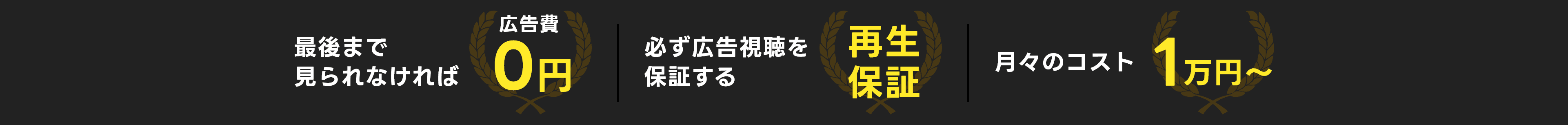 最後まで見られなければ広告費0円 必ず広告視聴を保証する再生保証 月々のコスト1万円から